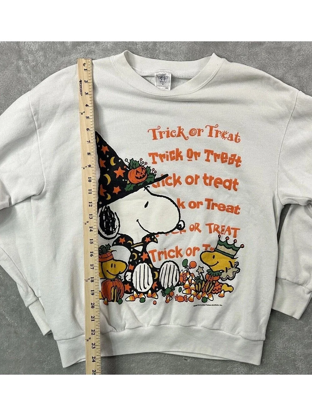 Vintage Peanuts Halloween Sweatshirt Large Unisex Snoopy 80s 90s Adult Pumpkin